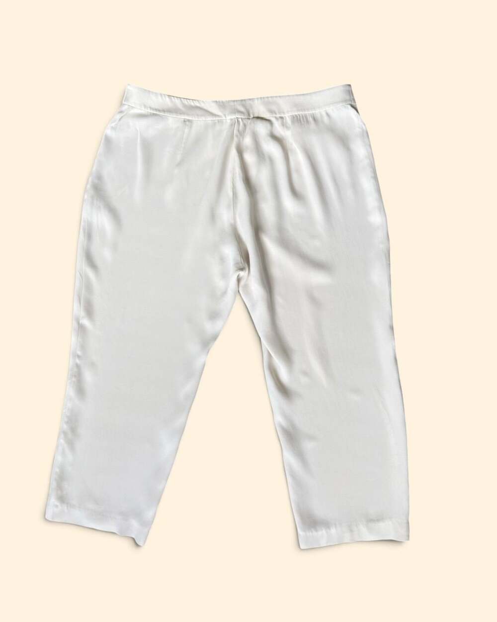 Eileen Fisher Silk Cropped Pants Size XL White Relaxed Straight Leg